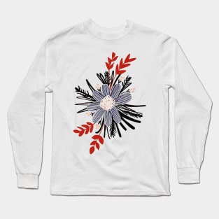 Black, red and white cosmos wild flowers Long Sleeve T-Shirt